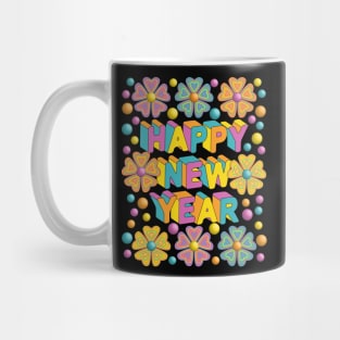 Happy New Year Floral Art Mug